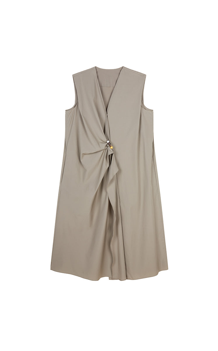 Dress / JNBY Voluminous Poplin Sleeveless Dress Grey Light Khaki
