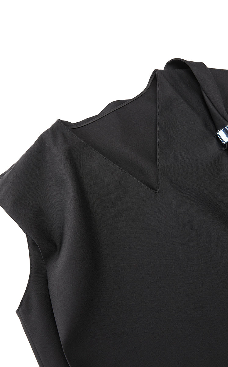Dress / JNBY Wool Blend Deconstructed Sleeveless Dress Black-1