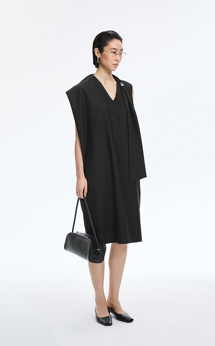 Dress / JNBY Wool Blend Deconstructed Sleeveless Dress Black-1
