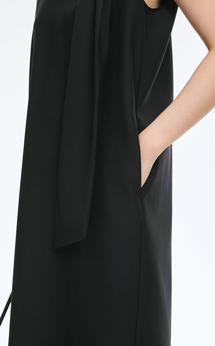 Dress / JNBY Wool Blend Deconstructed Sleeveless Dress Black-1