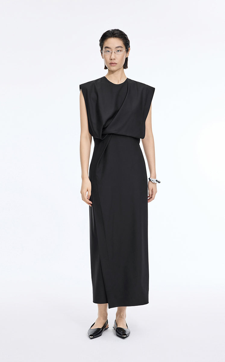 Dress / JNBY Wool X-Line Sleeveless Maxi Dress Jet Black