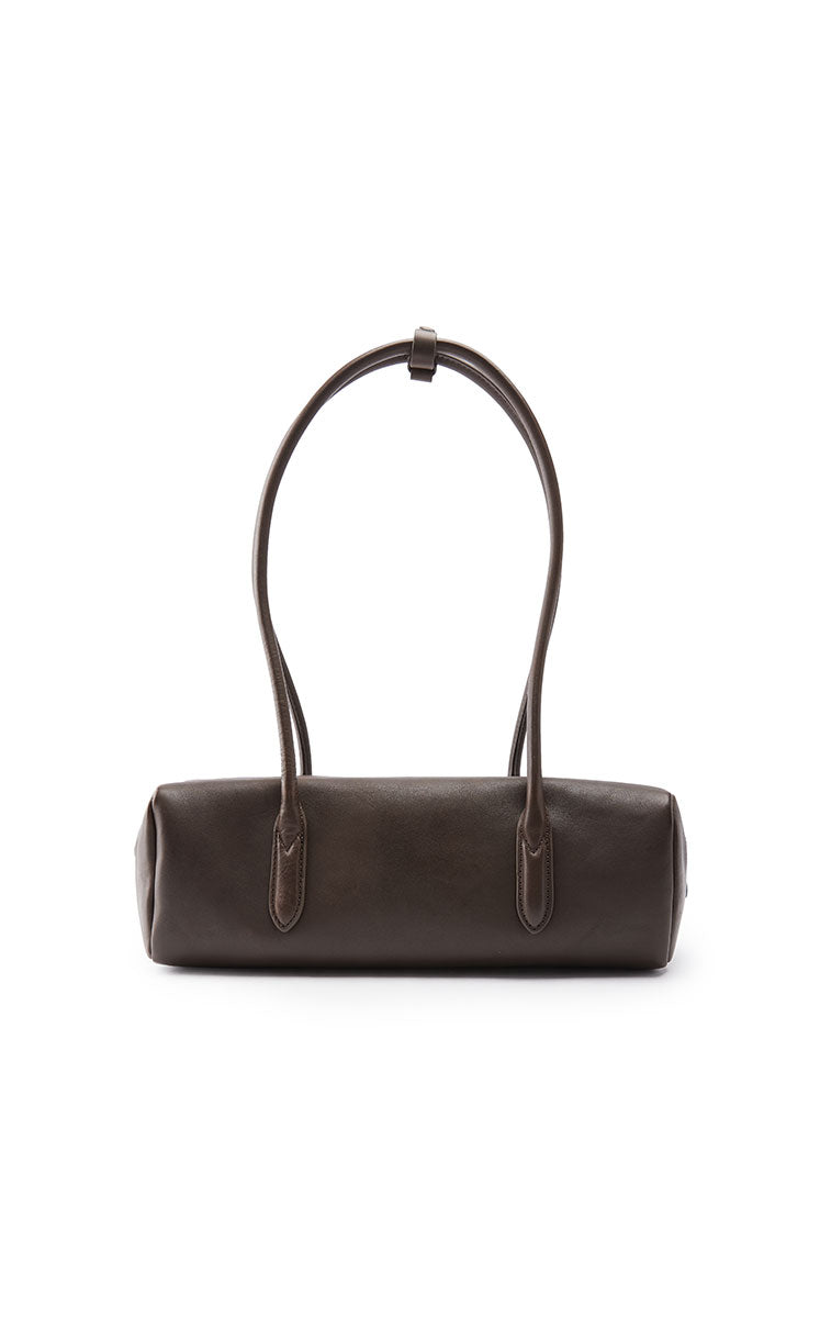 Handbag / JNBY Minimalist Cow Leather Top Handle Bag Espresso Brown M