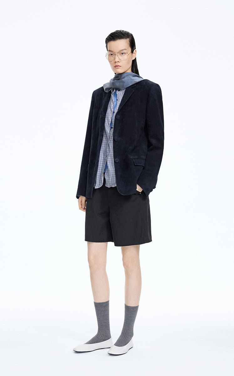 Jacket / JNBY Classic Notched Lapel Leather Blazer