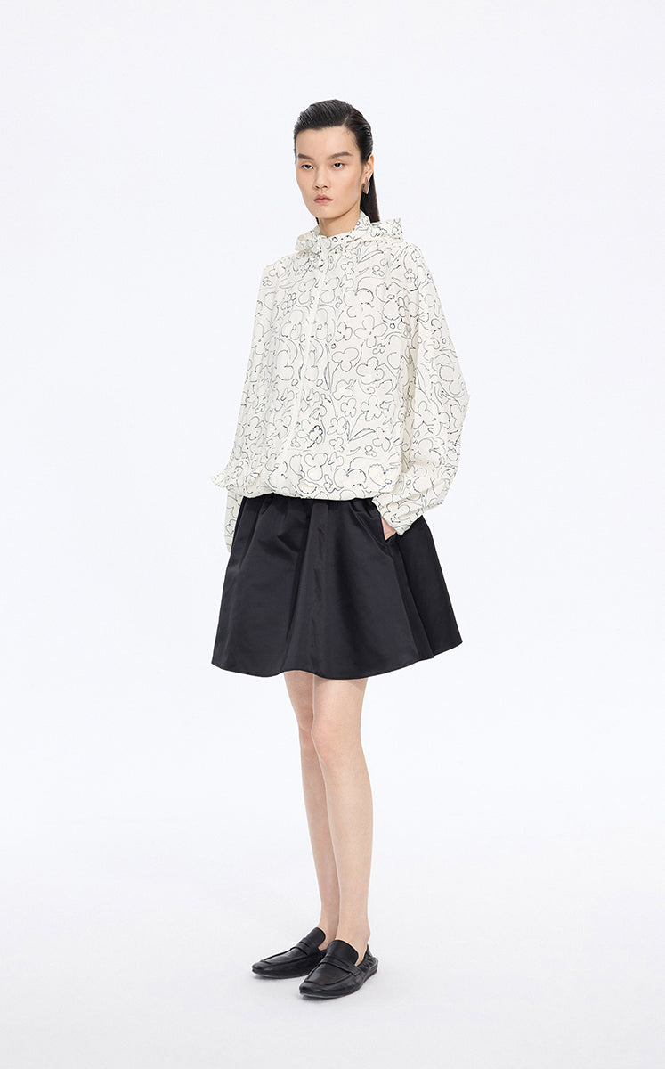 Jacket / JNBY Floral Print Oversized Hooded Jacket