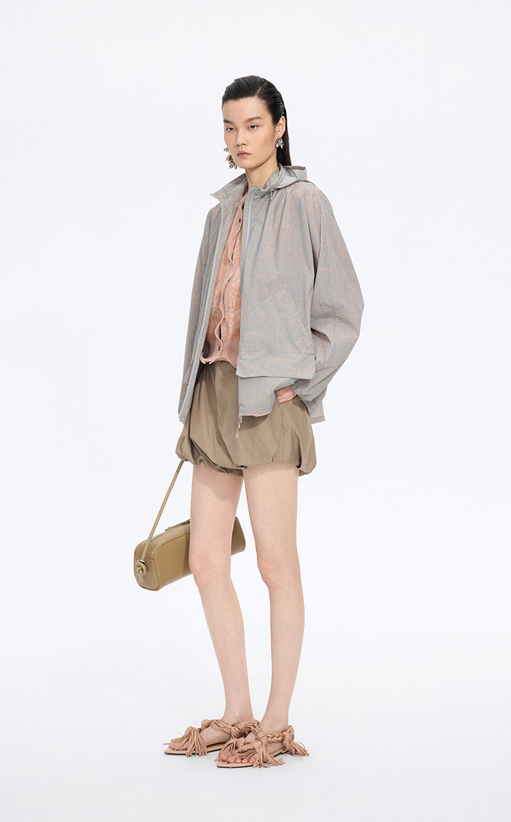 Jacket / JNBY Floral Print Oversized Hooded Jacket