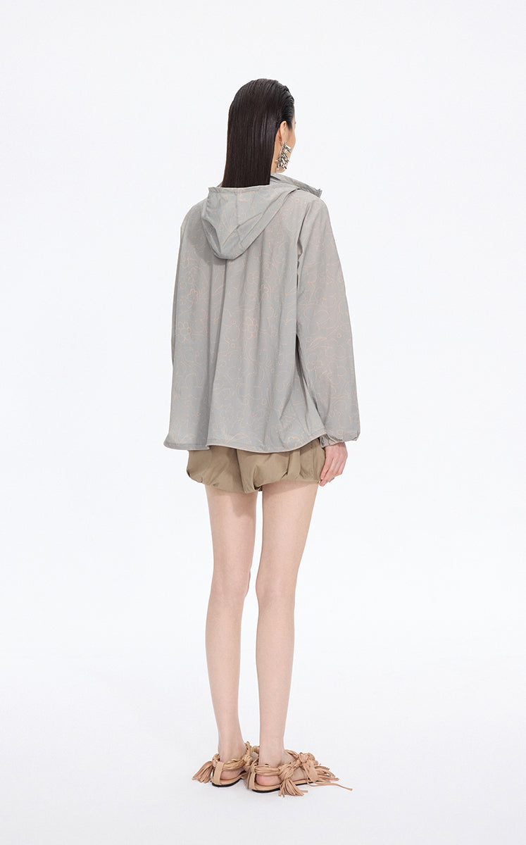 Jacket / JNBY Floral Print Oversized Hooded Jacket