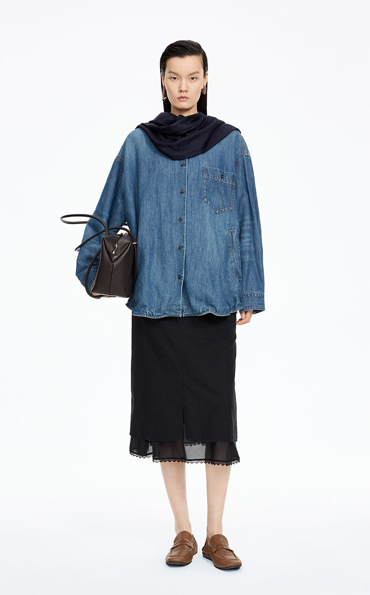 Jacket / JNBY Oversized Cotton-Linen Denim Jacket Blue