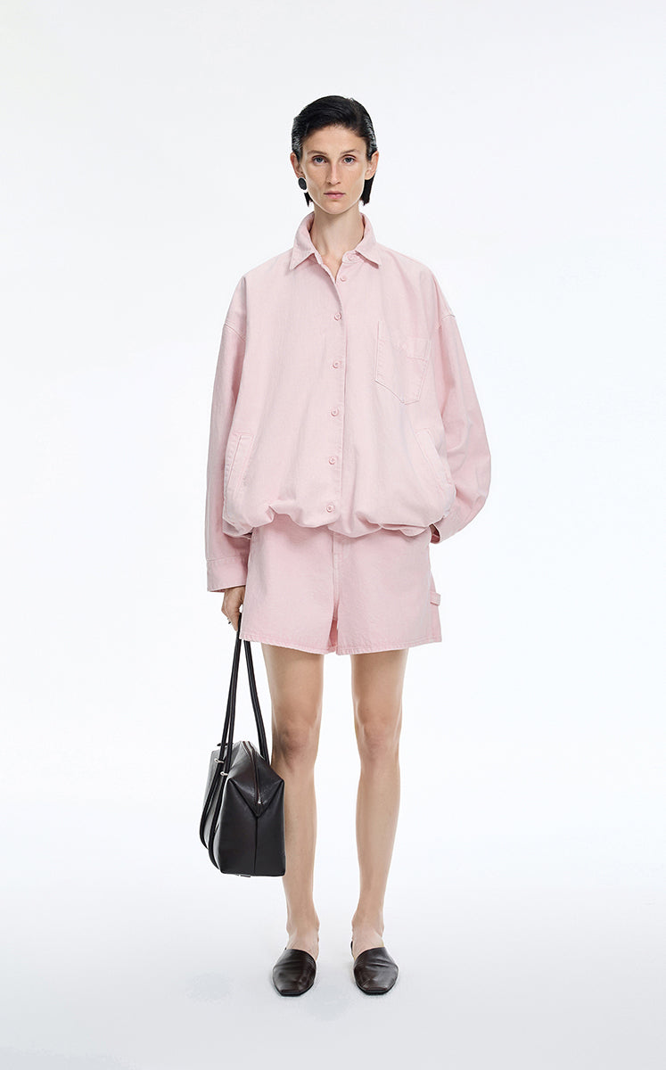 Jacket / JNBY Oversized Cotton-Linen Denim Jacket Pink