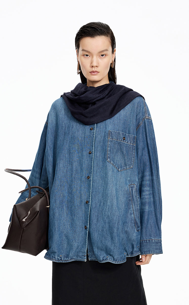 Jacket / JNBY Oversized Cotton-Linen Denim Jacket
