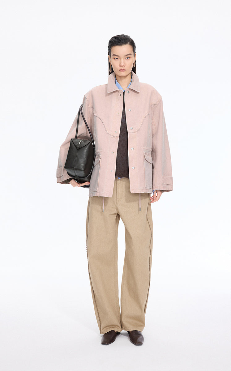 Jacket / JNBY Oversized Cotton Drawstring Jacket Grey Pink