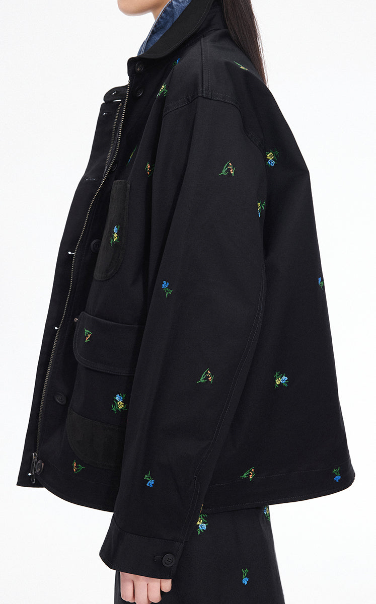 Jacket / JNBY Oversized Embroidered Drawstring Jacket