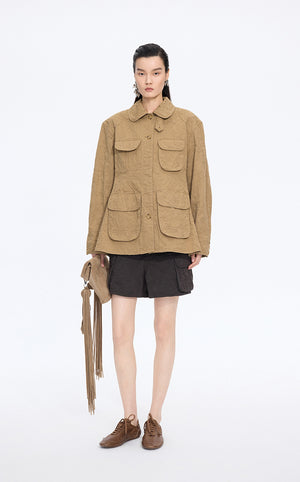 Jacket / JNBY Oversized Floral Jacquard utility Jacket Classic Khaki