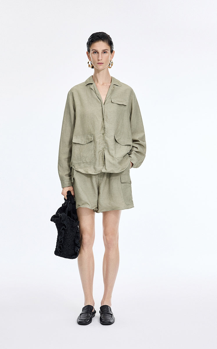 Jacket / JNBY Twist Linen Blend Relaxed Jacket Olive Khaki