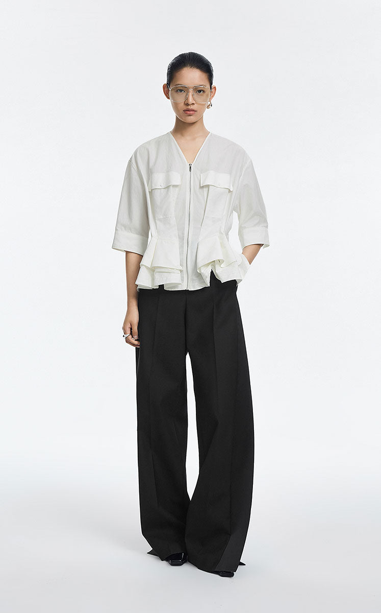 Jacket / JNBY Cotton Poplin Folded Waist Zip-Up Jacket Semi Bleach