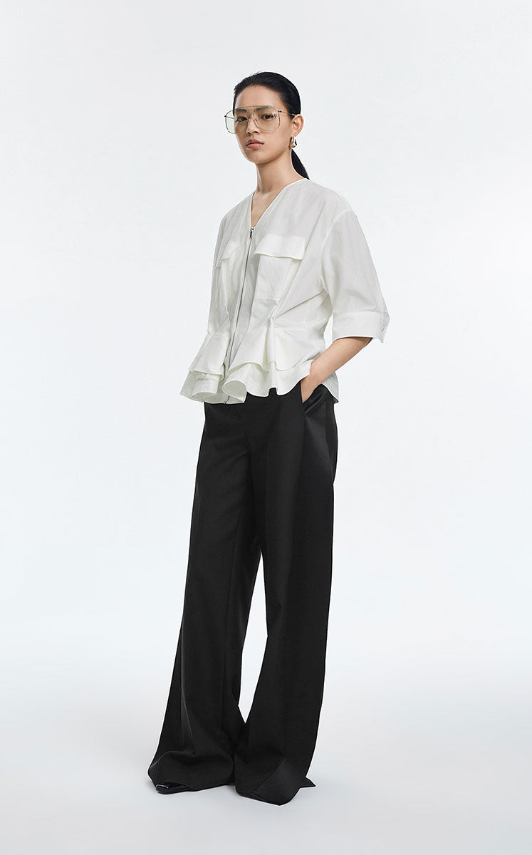 Jacket / JNBY Cotton Poplin Folded Waist Zip-Up Jacket