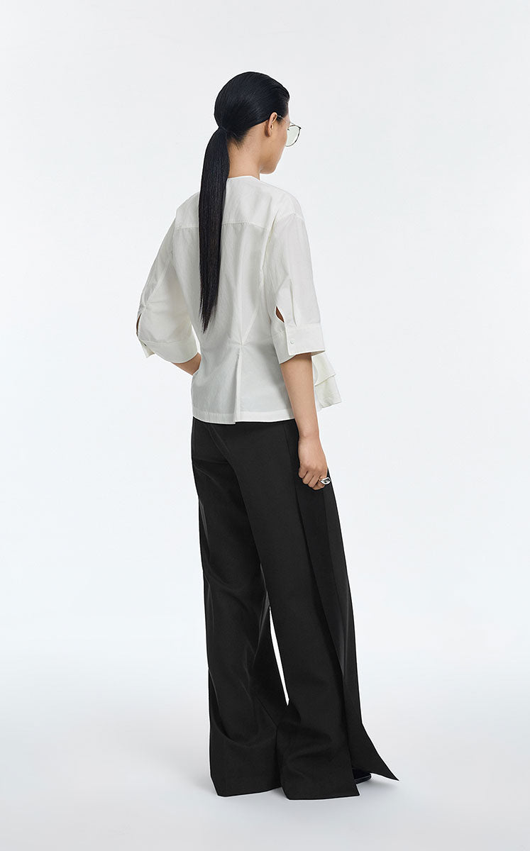 Jacket / JNBY Cotton Poplin Folded Waist Zip-Up Jacket