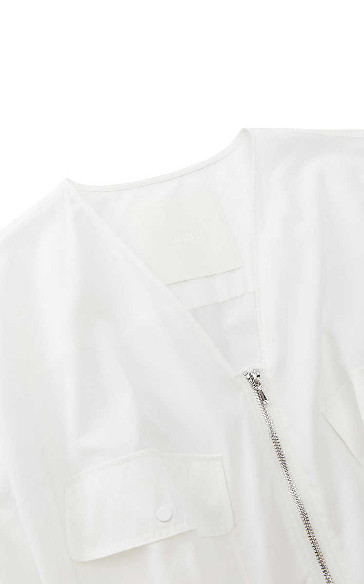Jacket / JNBY Cotton Poplin Folded Waist Zip-Up Jacket