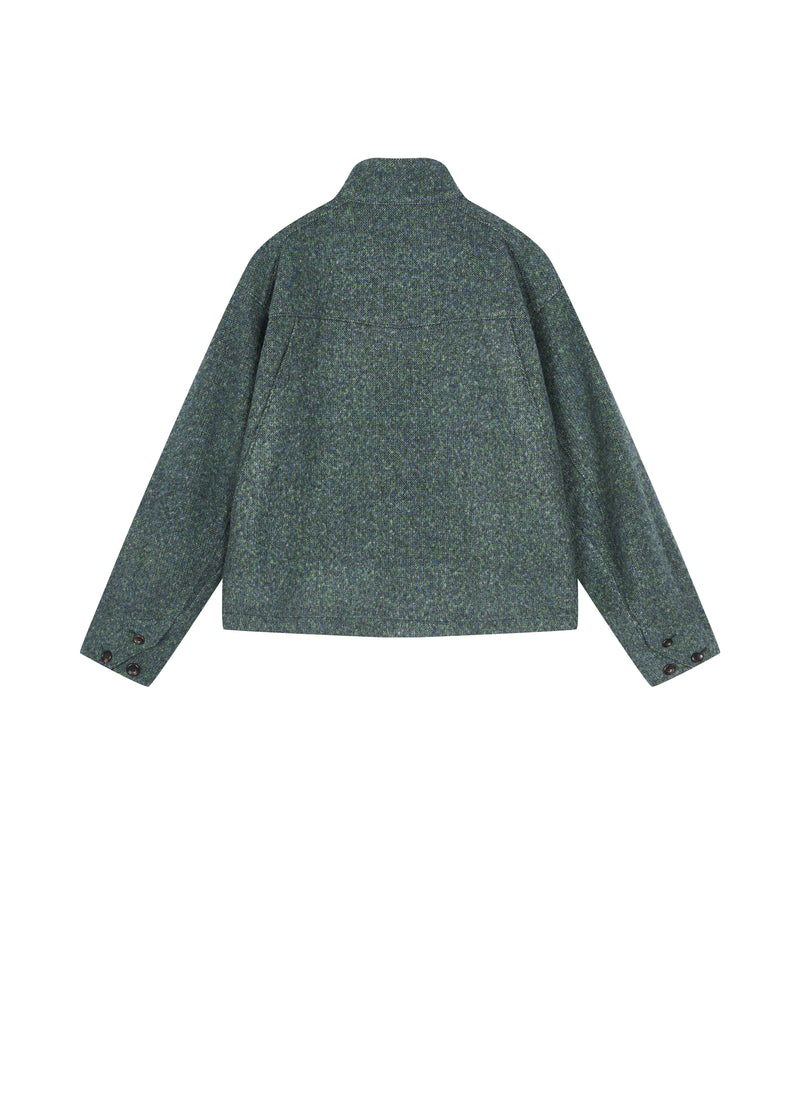 Jacket / JNBY Oversized Wool Blend Tweed Jacket Green and Blue-1