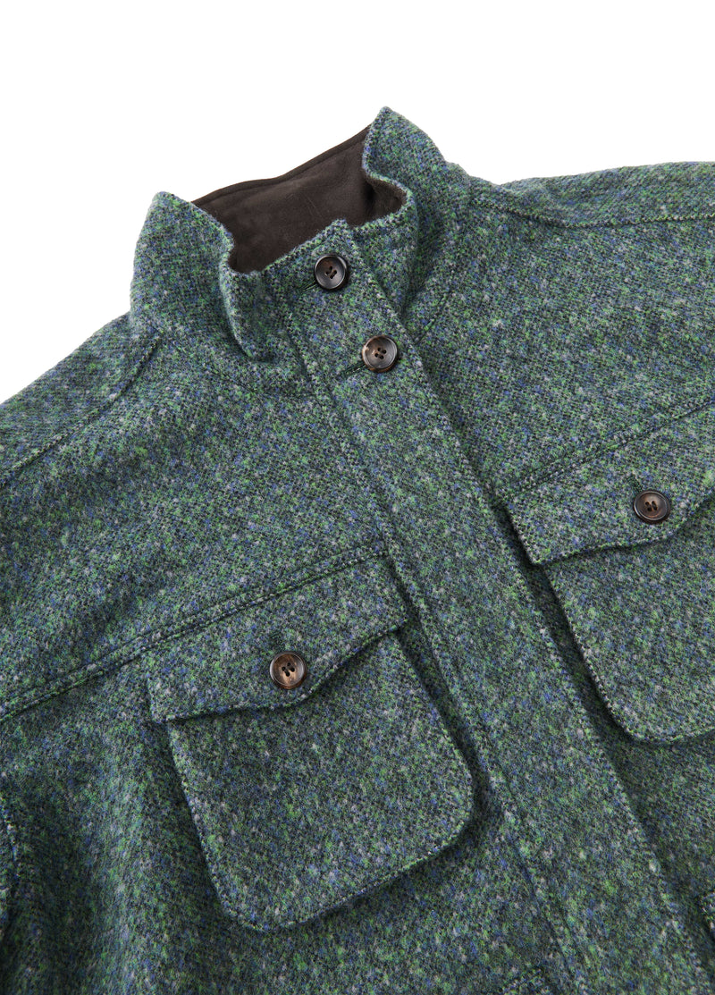 Jacket / JNBY Oversized Wool Blend Tweed Jacket Green and Blue-1