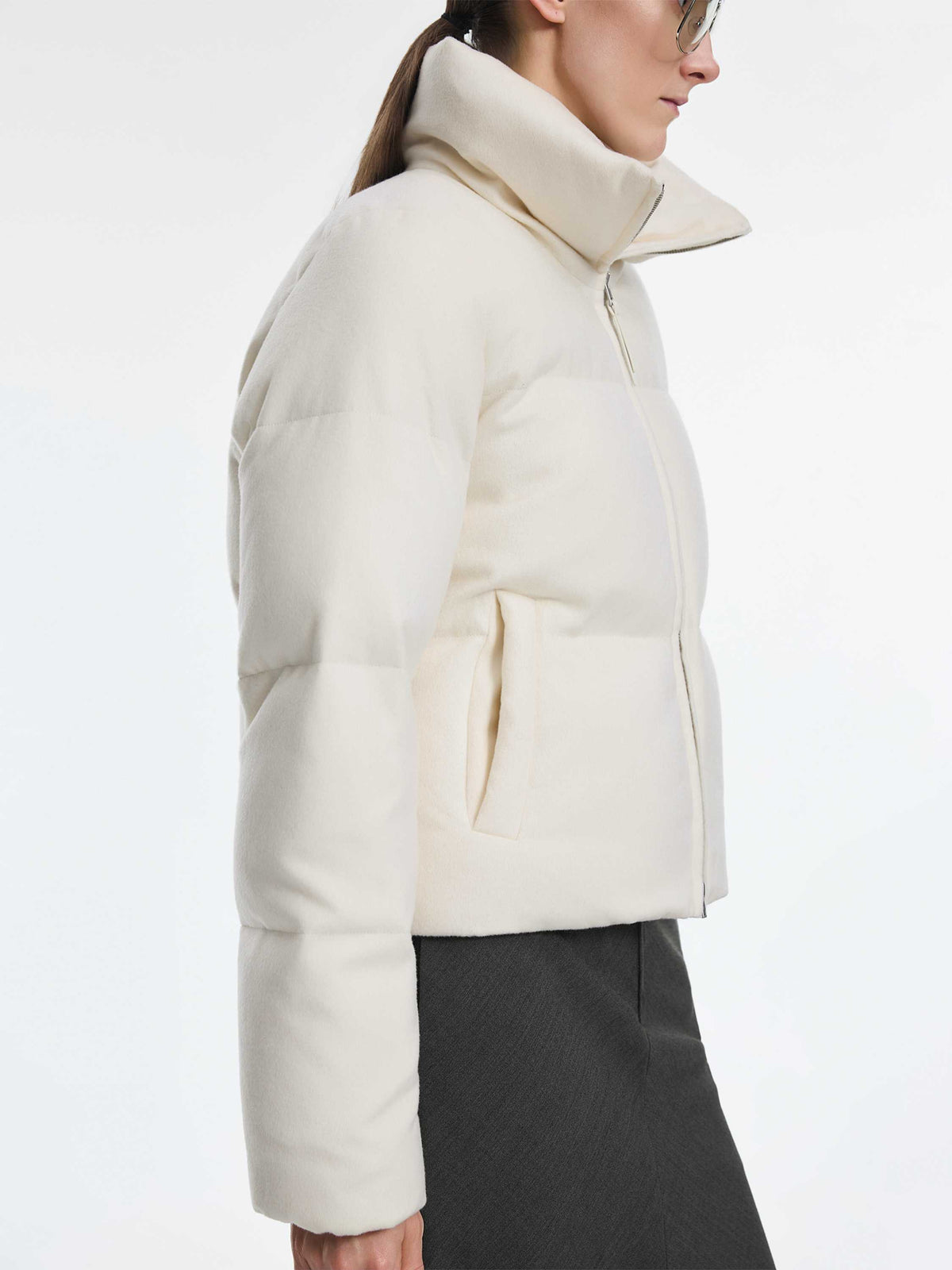 Jacket / JNBY Wool Cashmere Down Puffer Cream White-2