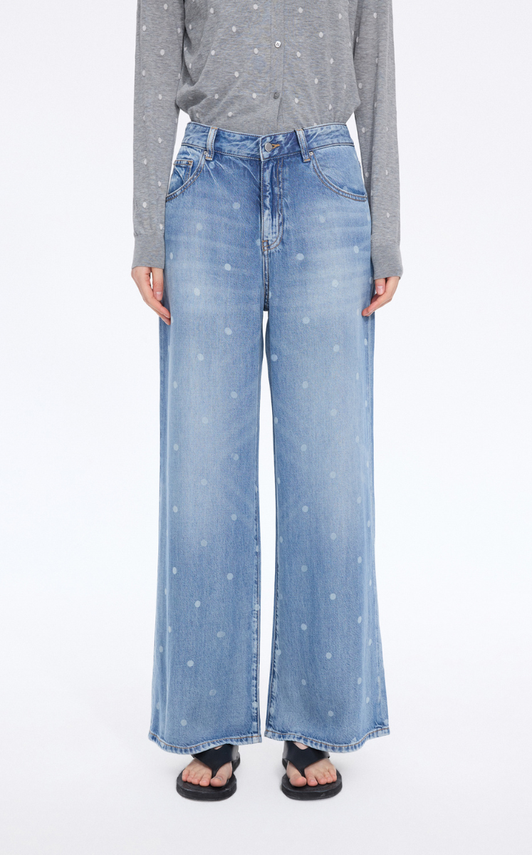 Jeans / JNBY Polka Dot Lyocell Flared Jeans Blue