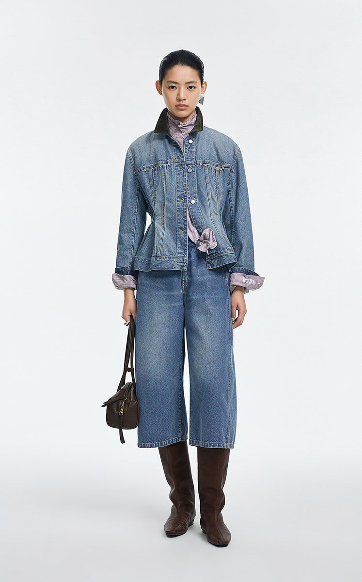 Jeans / JNBY Banana Fit Cropped Color Denim Pants Washed Denim Blue