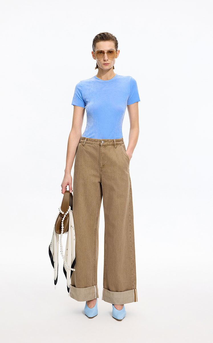 Jeans / JNBY Straight Leg Cuffed Denim Pants