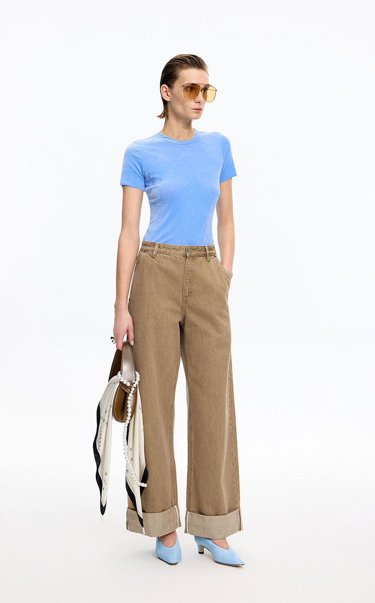Jeans / JNBY Straight Leg Cuffed Denim Pants