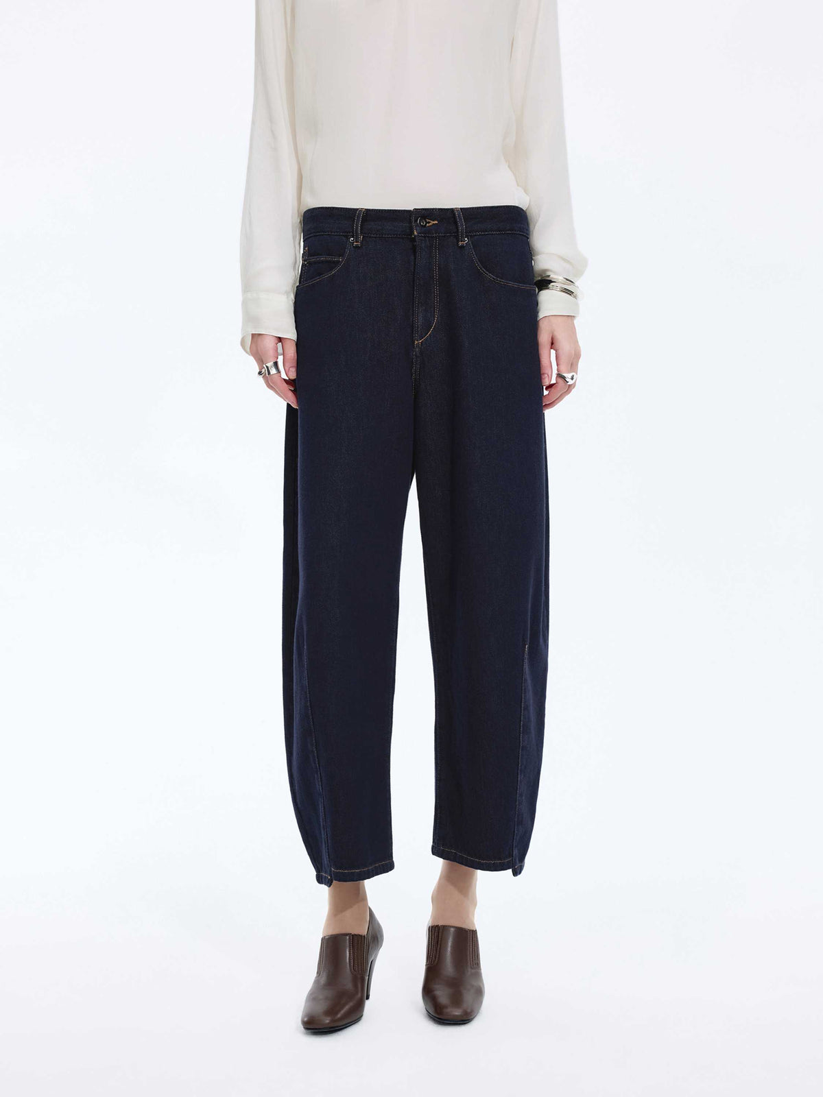 Jeans / JNBY Curved Leg Cropped Denim Pants Dark Blue-2