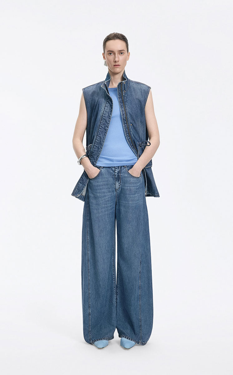 Jeans / JNBY Lyocell Banana Cut Wide Leg Jeans Dark Denim Blue-1