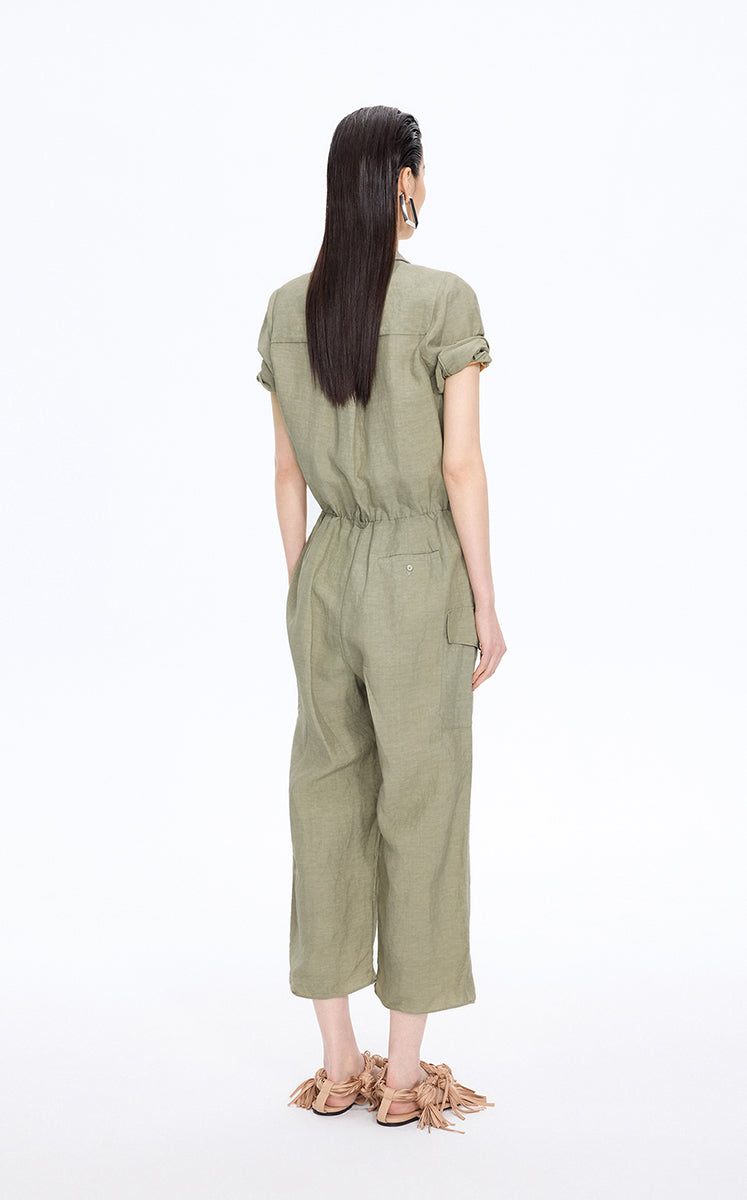 Jumpsuit / JNBY Linen-Blend Short-Sleeve Jumpsuit