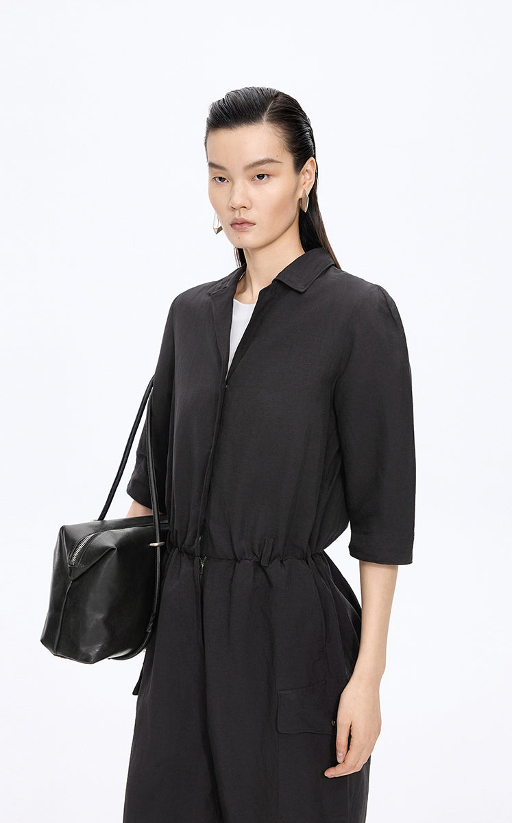 Jumpsuit / JNBY Linen-Blend Short-Sleeve Jumpsuit