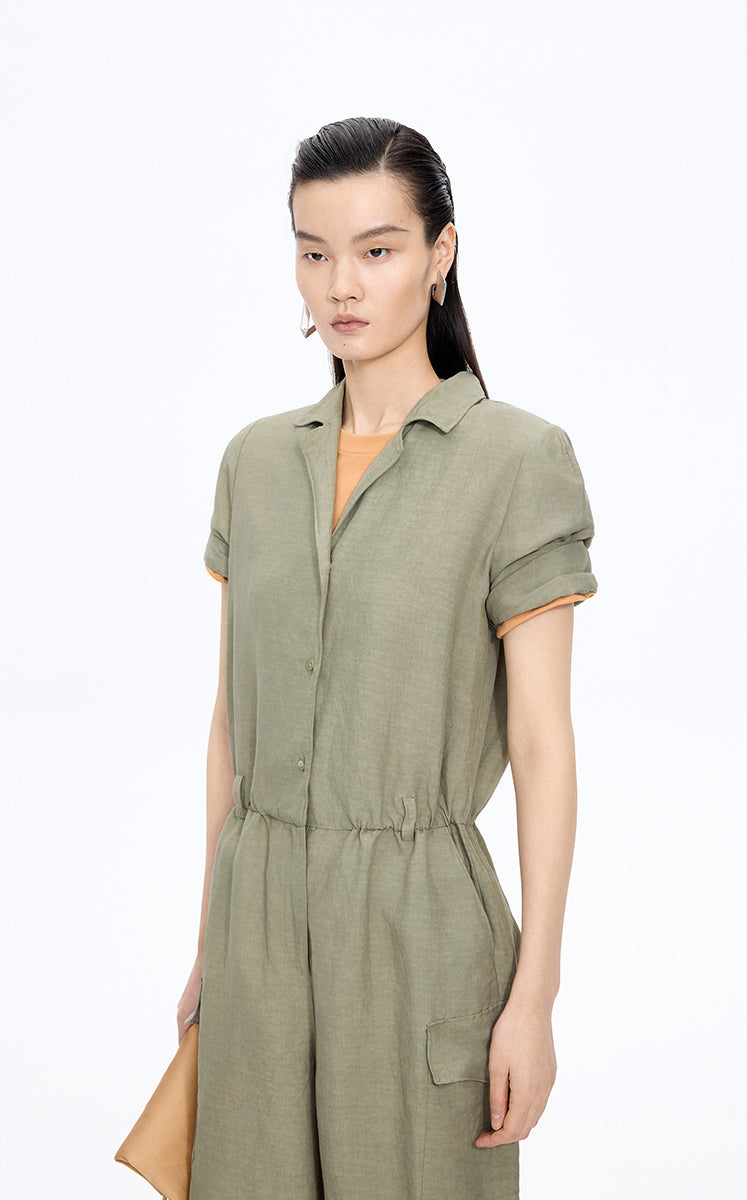 Jumpsuit / JNBY Linen-Blend Short-Sleeve Jumpsuit