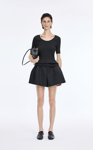 Knit Top / JNBY Moisture-Wicking Cotton Blend Short Sleeve Knit Black
