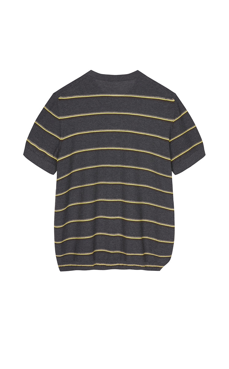 Knit / JNBY Striped Asymmetric Pullover Knit Grey Marl-2