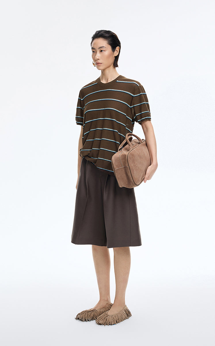 Knit / JNBY Striped Asymmetric Pullover Knit Blue Brown-1