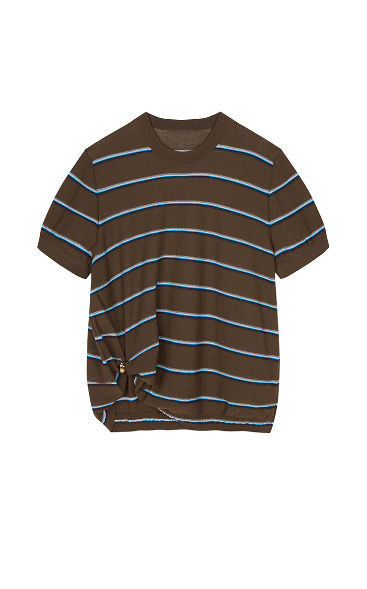 Knit / JNBY Striped Asymmetric Pullover Knit Blue Brown-1