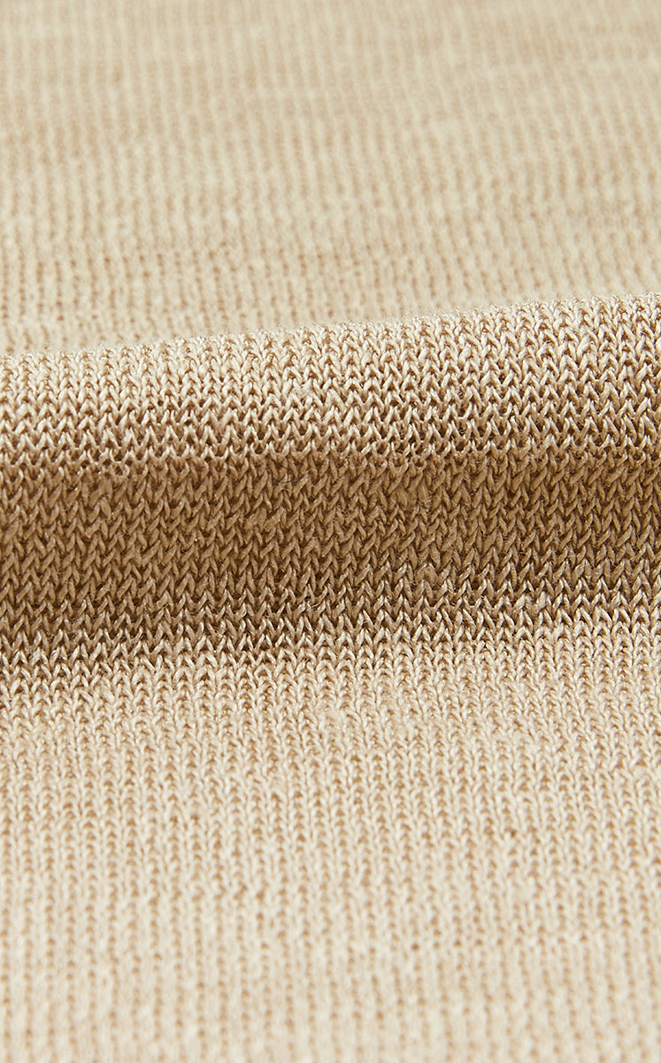 Knit Top / JNBY Linen Silk Polo Short Sleeve Sweater Light Khaki-2