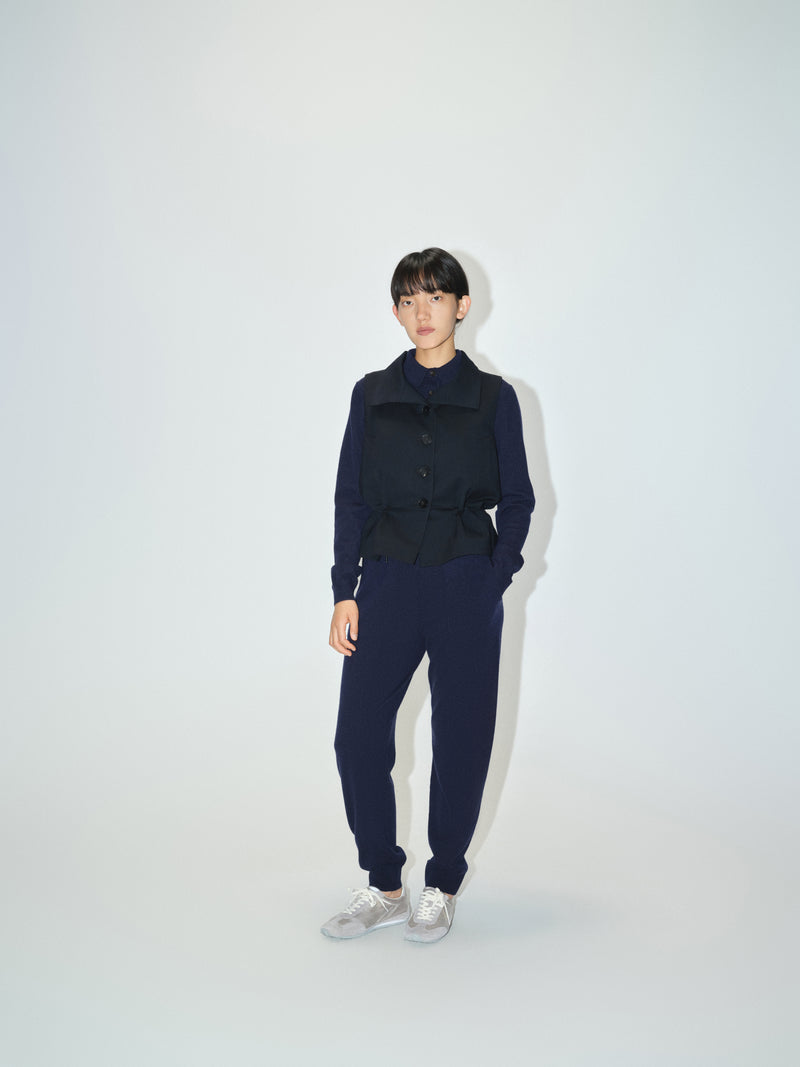 Vest / JNBY Wool Blend Stand Collar Sleeveless Vest Dark Blue