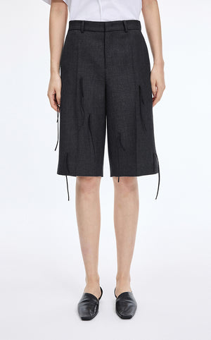 Pants / JNBY A-Line Wool Fringe Cropped Pants Black
