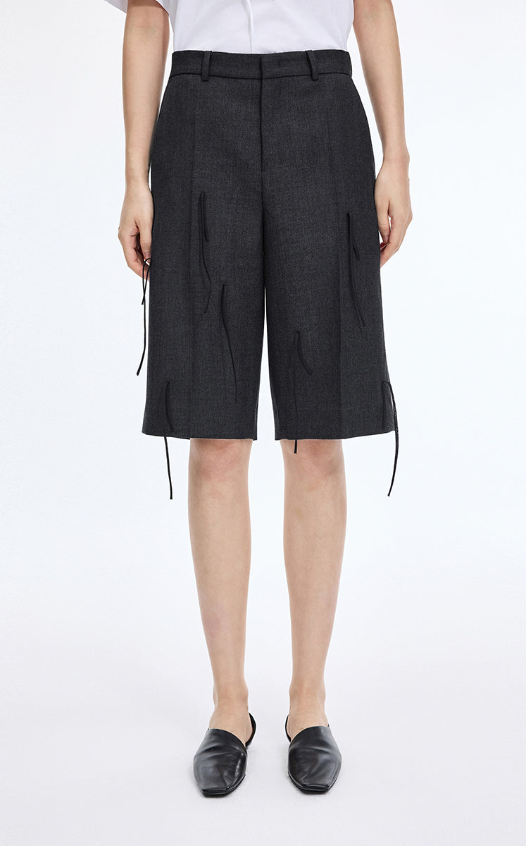 Pants / JNBY A-Line Wool Fringe Cropped Pants Black