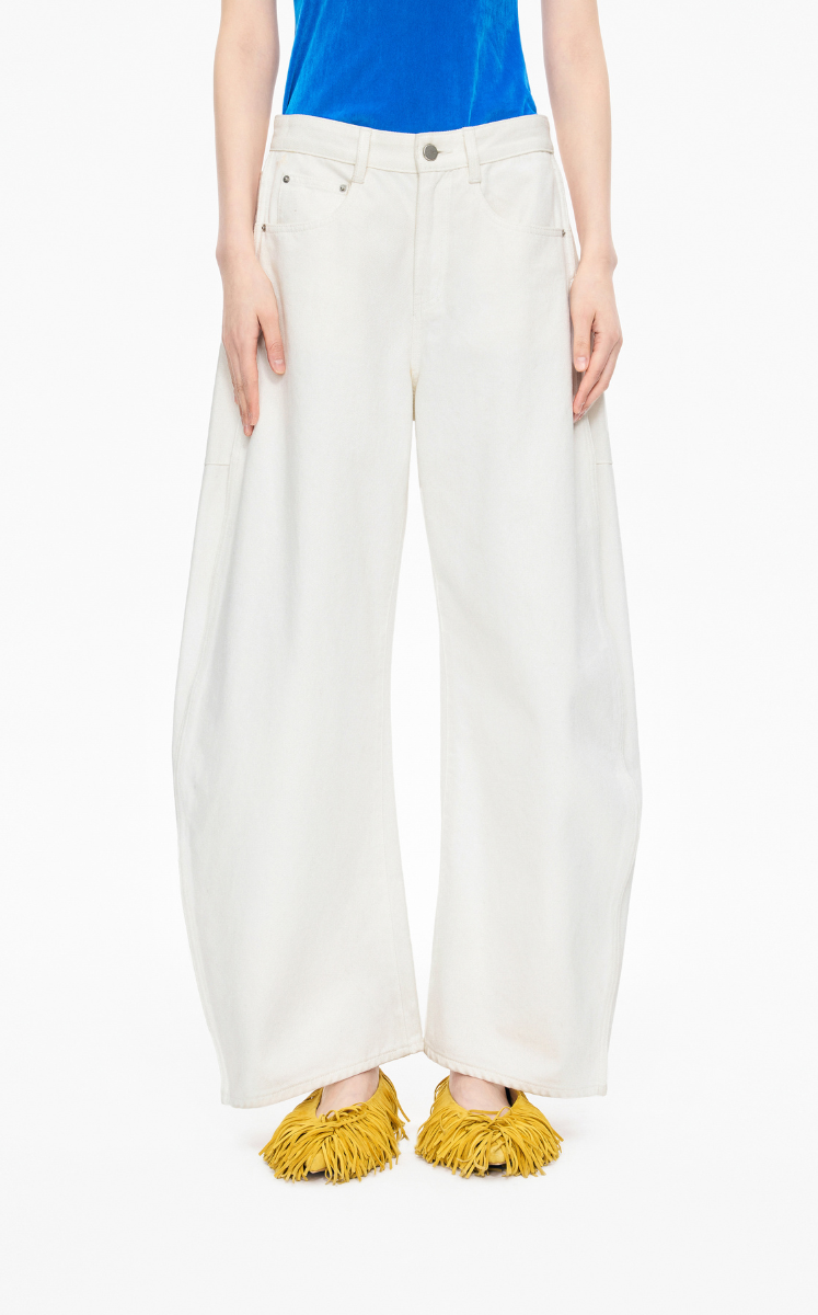 Pants / JNBY Banana-Leg Cuffed Extra-Long Jeans White