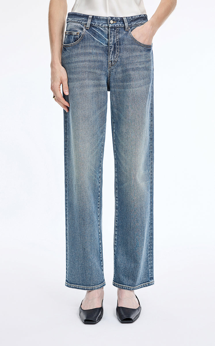 Pants / JNBY Classic Straight-Leg Denim Jeans Washed Denim Blue