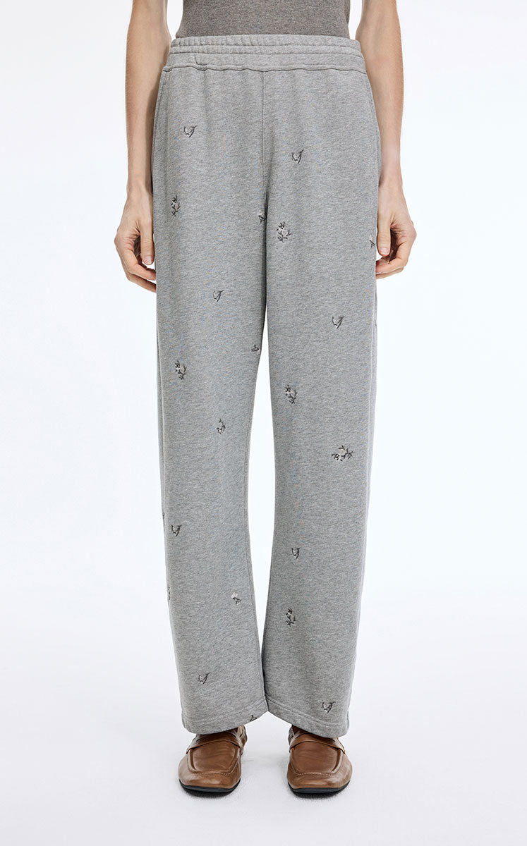 Pants / JNBY Cotton Watercolor Floral Drawstring Pants Grey