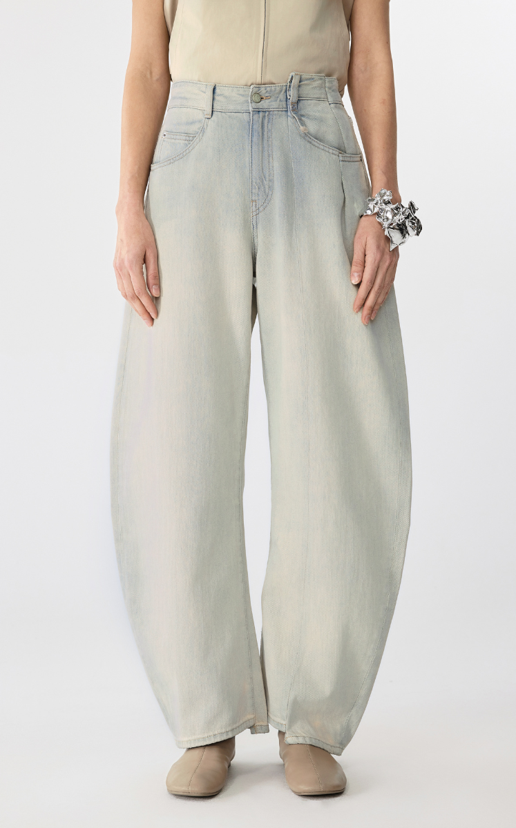 Pants / JNBY Cuffed Banana Fit Ultra-Long Denim Trousers White