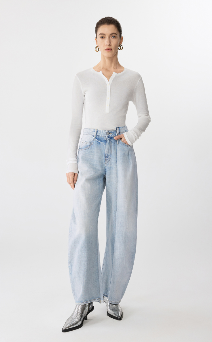 Pants / JNBY Cuffed Banana Fit Ultra-Long Denim Trousers Blue