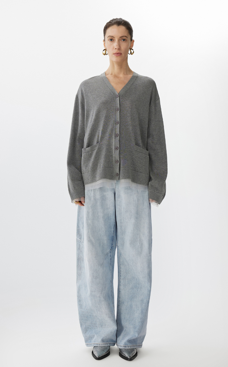 Pants / JNBY Cuffed Denim Ultra Long Pants Blue