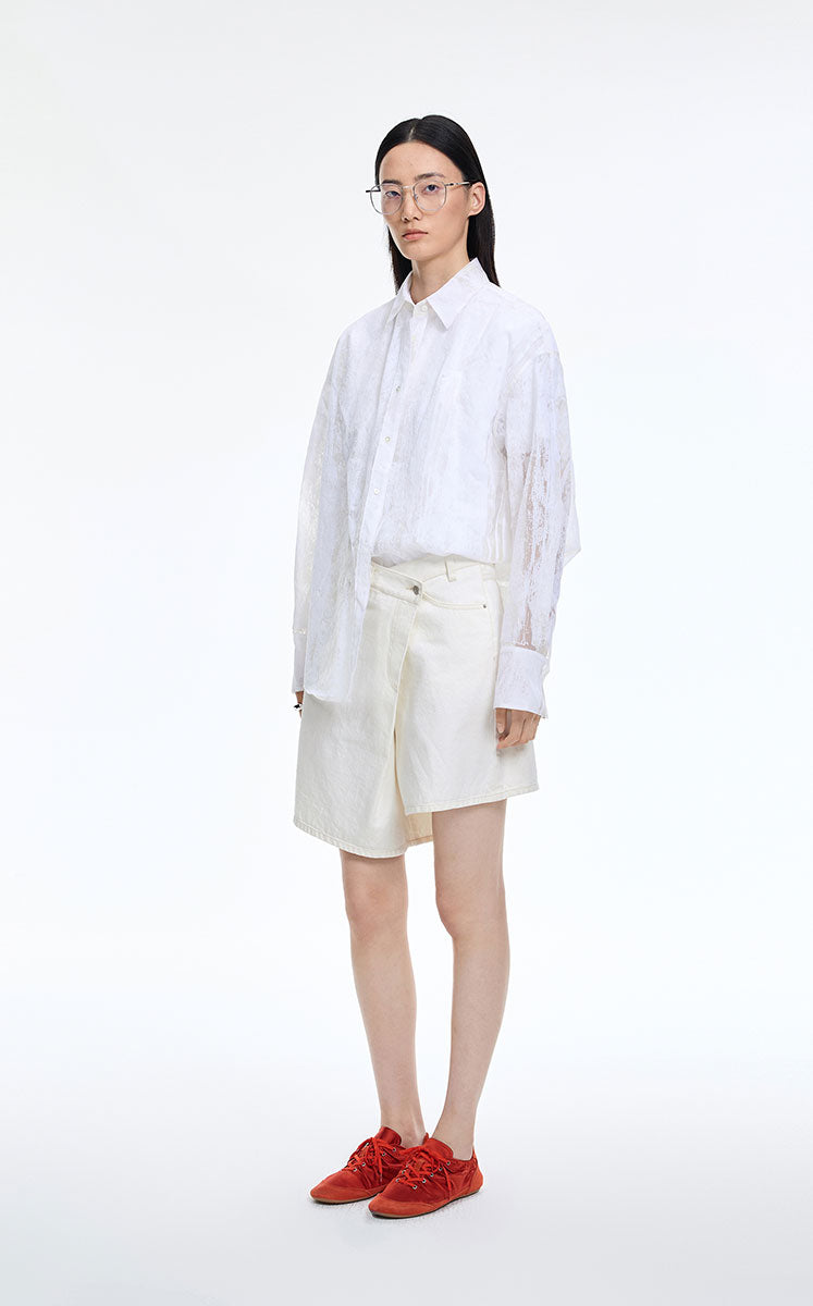 Skirt / JNBY Deconstructed A-Line Denim Skort