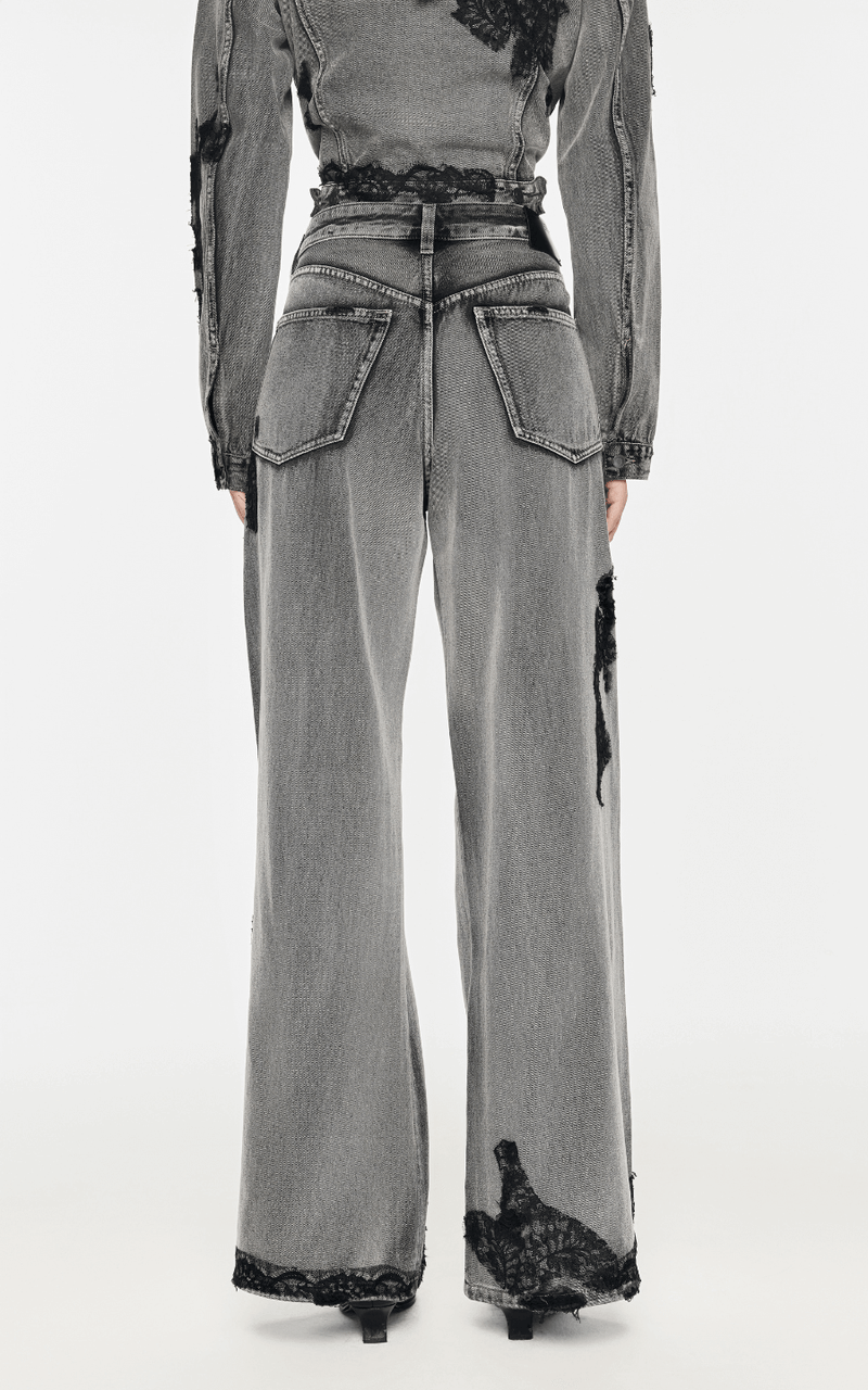 Pants / JNBY Distressed Wide-Leg Washed Jeans