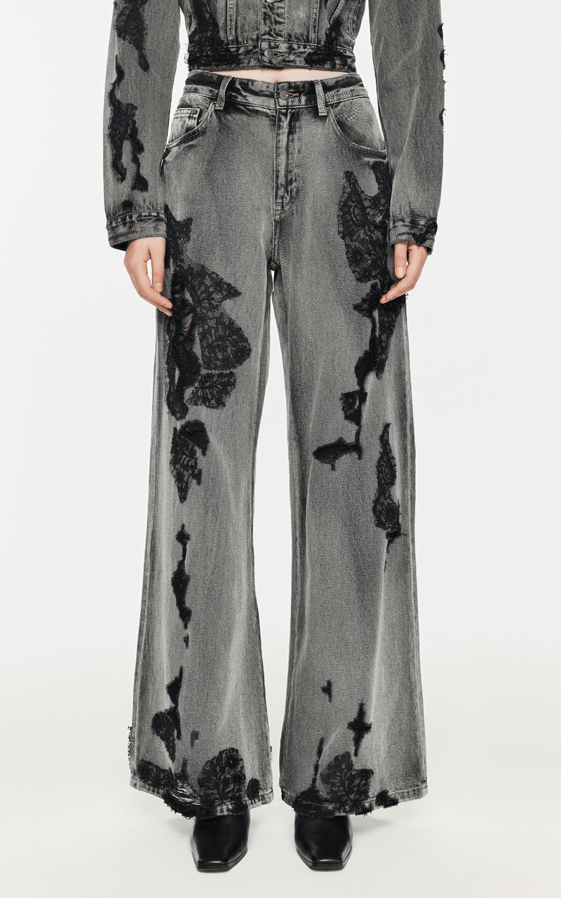 Pants / JNBY Distressed Wide-Leg Washed Jeans